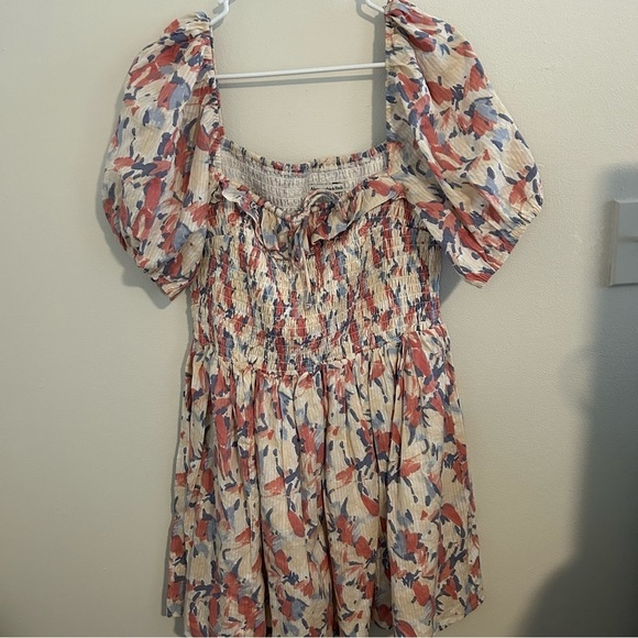 Abercrombie & Fitch Smocked Floral Bodice Mini Dress Size XL - Picture 2 of 5